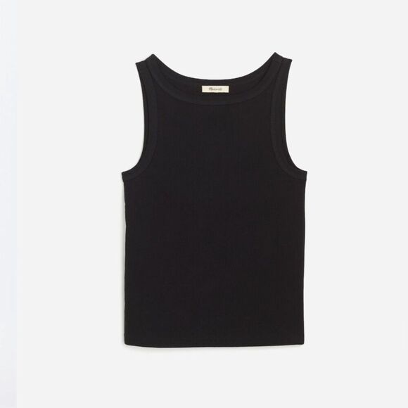 Madewell nu844 Black (Re)generative Cotton Essential High-Neck Tank - Picture 1 of 10
